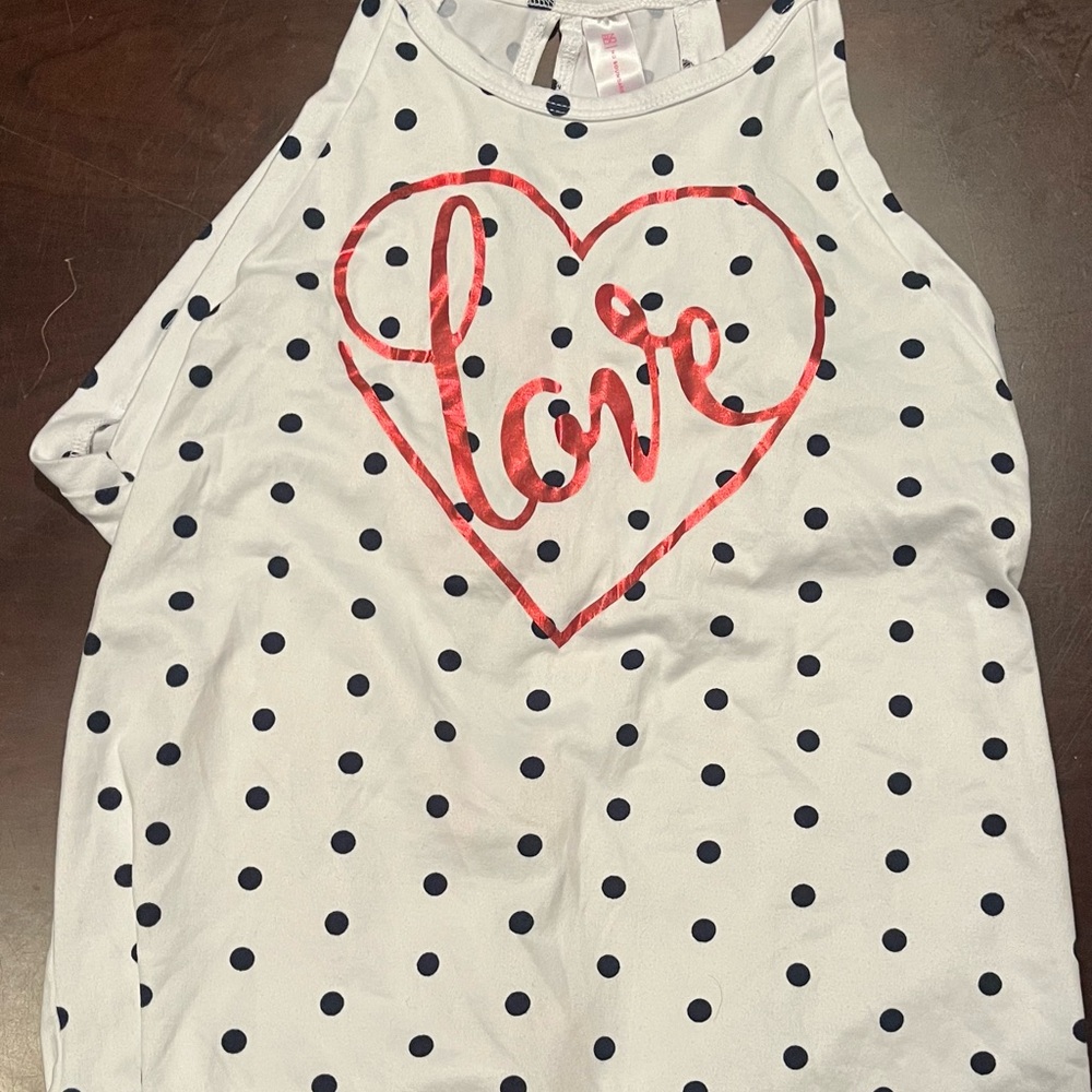 Polka Dot Tank Top with Red Heart Design